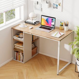 COSTWAY Computertisch, Home-Office-Schreibtisch mit 5 Aufbewahrungsfächern