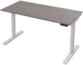 ASSMANN Elektrisch höhenverstellbarer Schreibtisch Y-Line 120x70 cm Sichtbeton Anthrazit Weißaluminium Metall Holz Melaminoberfläche