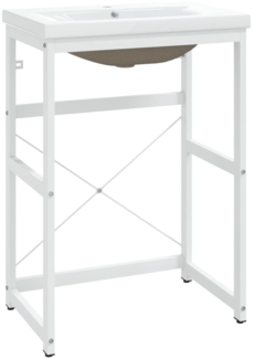 vidaXL Badezimmer-Waschtischgestell mit Waschbecken Weiß Eisen 3101386