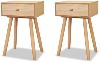 2er-Set Nachttische, Nachtschränke Massivholz Kiefer 40x30x61 cm Braun