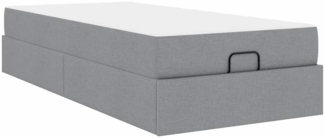 vidaXL Bettgestell mit Matratze Hellgrau 90 x 200 cm Stoff 3399459