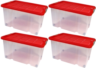 BigDean 4 Stück große Eurobox mit Deckel und Rollen Aufbewahrungsbox 60 X 40 X 32,5 cm