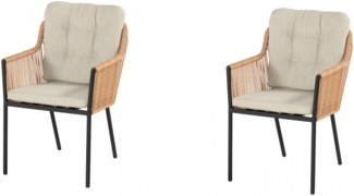 Hartman Cairo Twisted Wicker Dining Stuhl mit schwarzem Gestell inkl. Sitz- und Rückenkissen