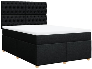 vidaXL Boxspringbett mit Matratze Schwarz 140x200 cm Stoff 3291312