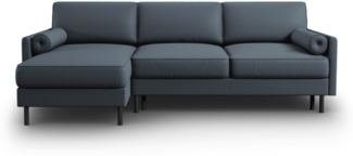 Micadoni Ecksofa Scott 5-Sitzer Strukturierter Stoff Blau Links 140x200