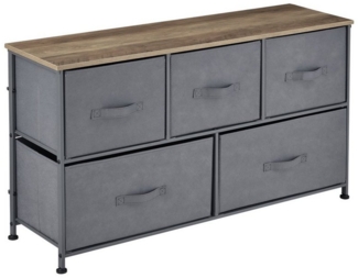 pro. tec Sideboard, Hoya Sideboard Beistelltisch mit 5 Schubladen aus Vliesstoff Grau