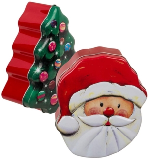 Out of the Blue Keksdose Metall Gebäckdosen 2er Set Weihnachtsmann Weihnachtsbaum Keksdose, Metall, (2-tlg), Keksdose mit Deckel, Plätzchen Gebäck Dose aus Metall