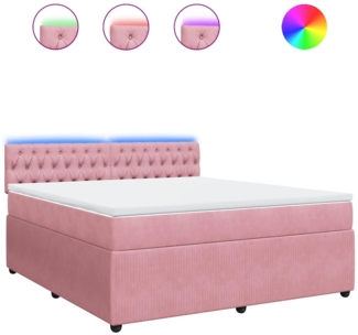 vidaXL Boxspringbett mit Matratze Rosa 180x200 cm Samt 3290117