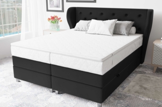 99rooms Hermes Boxspringbett 160x200 cm Kunstleder MADRYT Schwarz Bonell-Federung