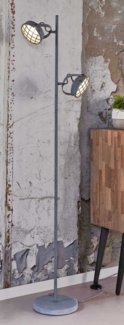 Stehleuchte GRILL LED-Leuchte mit Metallschirm in Vintage Grey
