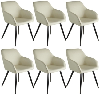 tectake Esszimmerstuhl 6er Set Küchenstuhl Marilyn Stoff, schwarze Stuhlbeine (Set, 6 St), Vielseitig verwendbar und kombinierbar