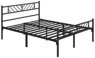 Yaheetech Metallbett Bettgestell, Minimalistischer Bettrahmen mit Kopfteil Gästebett mit Lattenrost, Metall Schwarz, 140x200 cm