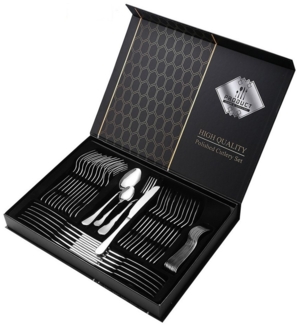 FOUORTUNATE-BEE Besteck-Set 48 teilig Besteckset, Essbesteck Set mit Messer Gabel Löffel (48-tlg), 12 Personen, Edelstahl, Spülmaschinenfest, Geschenkbox Set für Hause, Bankett