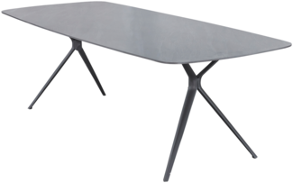BARI Esstisch 90x220, Tischplatte Sintered Stone, Farbe: dunkelgrau, Gestell: stativ Aluminium anthrazit