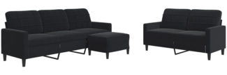 vidaXL 3-tlg. Sofagarnitur mit Kissen Schwarz Samt 3278406