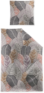 Irisette Feinbiber Bettwäsche Koala 155x220 Blätter braun grau rost 8628-90