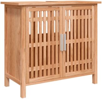 Waschbeckenunterschrank, Badschrank 66x29x61,5 cm Massivholz Nussbaum de7514