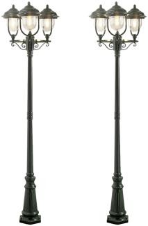 2er-Set grüne Gartenlaterne PARMA aus Aluminium, E27, IP43, H.: 218cm