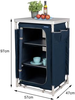 Campingschrank NANTES faltbar - 3 Fächer Stoff Blau, 57x47x97cm