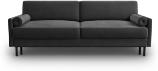 Micadoni Schlafsofa Scott 3-Sitzer Samt Grau 145x200
