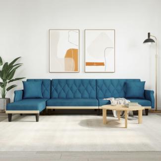 vidaXL Schlafsofa in L-Form Blau 271x140x70 cm Samt