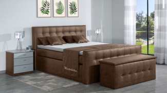 Meisterbetten Boxspringbett Celo 120x220 in MS-Nougat, Matratzenbezug Nano, Ergoflex-Topper