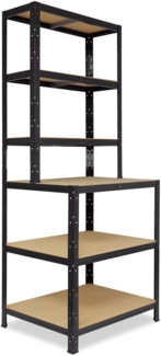 shelfplaza BLACK 190x80x60 cm Werkbank Regal in schwarz mit 6 Böden und 145 kg Traglast pro Boden