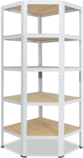 shelfplaza HOME 180x60x30 cm Eckregal in weiß mit 5 Böden und 175 kg Traglast pro Boden