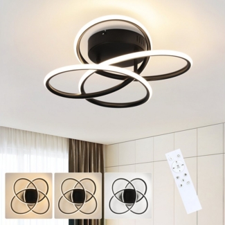 ZMH LED Deckenleuchte Wohnzimmer Metall 36CM Schmetterlingforming Dimmbar Deckenlampe, Augenschutz, Einfache Installtion, LED fest integriert, 3000-6500K, Schwarz Flurlampe 44W mit Fernbedienung Schlafzimmer