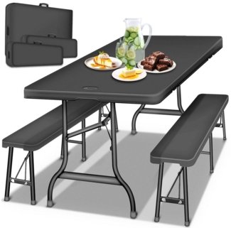tillvex® Bierzeltgarnitur Set Rattan klappbar Festzeltgarnitur Bierbankgarnitur Anthrazit