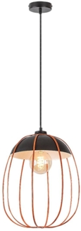 Rabalux 72034 Hängeleuchte SVENS E27 1x max. 40W Metall mattschwarz, orange H:150cm Ø27cm dimmbar