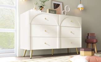 Kommode H85/B120/T40 cm in Creme-Weiß mit 6 Schubladen – zeitloses, elegantes Sideboard