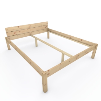 Pfostenbett "metallarm" Zirbe Holzbett "Daybett" 180 x 220cm 48cm Doppelbett