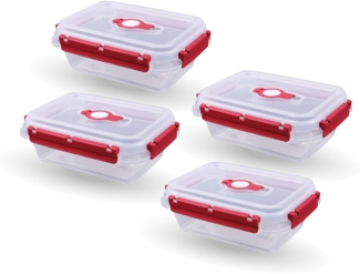 Frischhaltedosen für Lebensmittel ( 0,9 L ) - 8er Pack "Rot" - Vorratsdose luftdicht, Aufbewahrungsbox Meal Prep Box, Lunchbox, BPA Frei