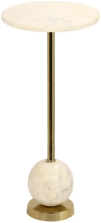 Beistelltisch >Salo< in Messing, Marmor - 25,5x54x25,5cm (BxHxT)
