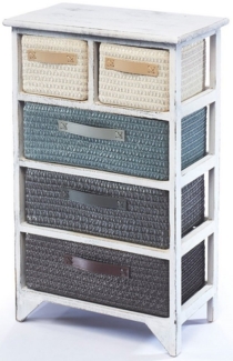 Kobolo Regal Holzregal white washed mit 5 Schubfächern