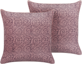 Kissen 2er Set Blumenmuster ROMNEYA Samtstoff 45 x 45 cm Rosa