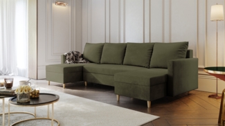 AX LIVING Ecksofa Klein mit Schlaffunktion Dolceo Gelb Steppung 206 cm