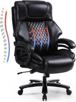 MODFU Stuhl Bürostuhl,Schreibtischstuhl,Drehstuhl (Ergonomischer Bürostuhl Chefsessel 200kg Belastbarkeit, Leder mit Verstellbarer Lendenwirbelstütze, Für Große & Große Nutzer, Drehstuhl)