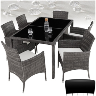tectake Sitzgruppe Rattan Sitzgruppe, (Set, 7-tlg), Verbindungen aus rostfreien Edelstahlschrauben