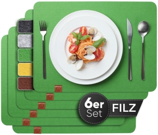 Loco Bird Platzset Tischset aus Filz, 6er Set Rechteckig, Platzsets 44x32 cm, (Tischset in grün), abwischbare Tischuntersetzer Platzdeckchen