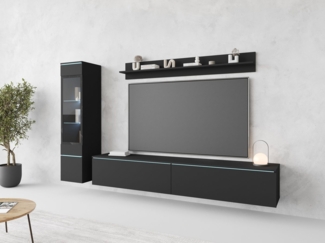 INOSIGN Wohnwand VERA I, Vitrinen Türanschlag links/rechts wechselbar, (Komplett-Set, 3-St), Vitrine mit Verglasung, stehend und hängend, inklusive Beleuchtung