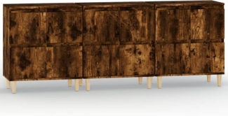 vidaXL Sideboards 3 Stk. Räuchereiche 60x35x70 cm Holzwerkstoff 3185772