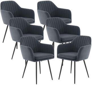 6er Set Sesselstuhl Lia - Samtvelour Grau