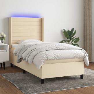 vidaXL Boxspringbett mit Matratze & LED Creme 90x200 cm Stoff, Härtegrad: H2 [3138370]