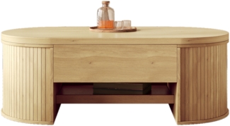 Anhebbarer Couchtisch, Couchtisch mit gebogenen Holzseiten, ausziehbarem Regal, anhebbarer Tischplatte, multifunktionales Wohnzimmerm?bel.