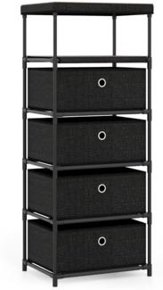 Kommode mit 4 Schubladen Stoffkommode mit Holzplatte Ablage klappbaren Stoffschubladen