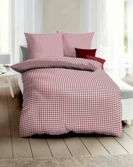 Kaeppel Biber Bettwäsche Vichy Karo Rot 155x220 + 80x80 cm