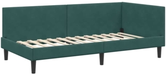 vidaXL Eckbettgestell mit Kopfteil Dunkelgrün 100 cm x 200 cm Stoff 42016238