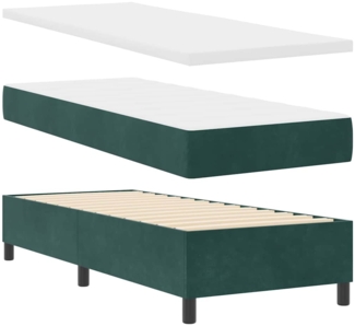 vidaXL Boxspringbett mit Matratze Dunkelgrün 80x200 cm Samt 3344543